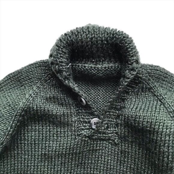 Hand knit green button front sweater EUC fits like 6-12 months - Picture 2 of 5